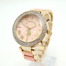 US POLO ASSN relógio feminino tom de ouro rosa moldura de joia 40 mm com nova bateria comprar usado  Enviando para Brazil