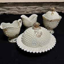 Conjunto de Mesa de Vidro Custard Northwood Antigo Assinado ~ Nautilus (Concha de Argonauta), usado comprar usado  Enviando para Brazil