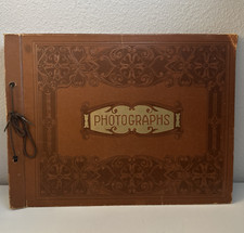 Álbum de fotos vintage não usado gravado marrom capa gravata 16,5x12,5" 24 folhas em branco comprar usado  Enviando para Brazil