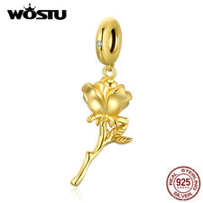 Usado, Wostu 925 Sterling Silver Rose Pulseira De Berloque Dourado Miçangas Colar Pingente De Presente comprar usado  Enviando para Brazil