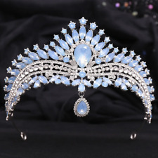 Tiara de noiva azul cor prata coroa luxo strass gota d'água cabeça joia, usado comprar usado  Enviando para Brazil