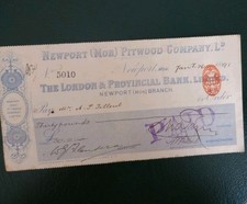 Victorian cheque dated for sale  COTTINGHAM