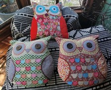 Owl cushions multicoloured for sale  DEVIZES
