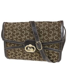 Usado, Bolsa de ombro CELINE C Macadam carruagem cavalo 2 vias couro lona 67FB853 comprar usado  Enviando para Brazil