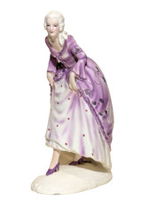 Estatueta de dançarina Goldscheider Wien Art Deco em vestido roxo, Lorenzl 6672/1006/4 comprar usado  Enviando para Brazil