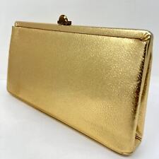 Bolsa de mão feminina Clutch dourada metálica com zíper interno retrô festa coquetel comprar usado  Enviando para Brazil
