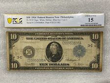 1914 Fr. Nota da Reserva Federal 915C $10 selo azul Filadélfia PCGS 15 comprar usado  Enviando para Brazil
