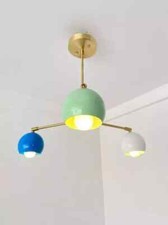 Candelabro Mid Century feito à mão latão 3 braços colorido sombra Sputnik italiano moderno comprar usado  Enviando para Brazil