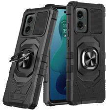 Usado, Capa anel magnético camada dupla à prova de choque + vidro temperado para Moto G 5G (2024) comprar usado  Enviando para Brazil