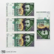 ESPAÑA: 4 x 1.000 billetes de peseta española con números de serie consecutivos. segunda mano  Embacar hacia Mexico