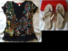 Top multicolore broderies d'occasion  Perpignan-