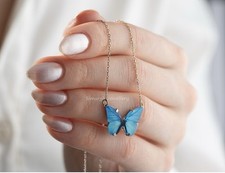 Blue butterfly necklace for sale  LONDON