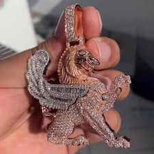 Pingente de pégaso brilhante corte baguete 4,50 ct moissanita folheado a ouro 14K dois tons comprar usado  Enviando para Brazil