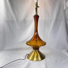 Usado, Abajur de mesa vintage âmbar vidro gênio meados do século moderno dourado iluminação de destaque comprar usado  Enviando para Brazil