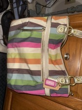 Bolsa de lona e couro listrada Coach comprar usado  Enviando para Brazil