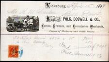 1869 Vicksburg Ms - Polk Boswell & Co - Algodão - Produzir - Nota de cabeça de letra rara comprar usado  Enviando para Brazil