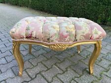 Banco otomano Louis XVI folha de ouro assento vaidade rosa tufado seda damasco década de 1980, usado comprar usado  Enviando para Brazil