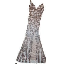 Vestido justo Agaci dourado lantejoulas fenda alta tamanho G 8/10 formal gala formatura elástico comprar usado  Enviando para Brazil