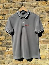 Camisa Polo PRADA Para Hombres Pequeña Manga Corta Algodón Calce Ajustado Gris, usado segunda mano  Embacar hacia Argentina