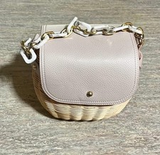 Bolsa satchel Tommy Bahama rosa blush e bronzeada cesta de vime.  comprar usado  Enviando para Brazil