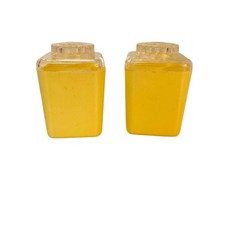Vintage Lustro Ware Wytrząsarki do soli i pieprzu Zestaw Plastik Żółty z przezroczystymi blatami MCM, używany na sprzedaż  Wysyłka do Poland