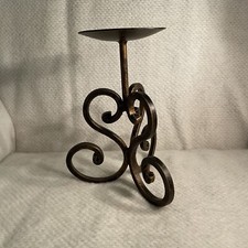 Suporte de vela de ferro forjado dourado e preto design de pergaminho, usado comprar usado  Enviando para Brazil