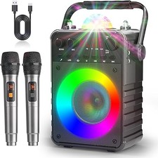 Máquina de karaokê PESKI 2 microfones sem fio máquina de karaokê portátil - Preto comprar usado  Enviando para Brazil