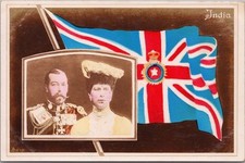 Usado, Cartão postal "Índia"/bandeira do vice-rei c1910s Inglaterra KING GEORGE V Queen Mary RPPC comprar usado  Enviando para Brazil