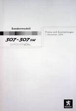 261669) Peugeot 307 + SW - Quiksilver - Preise & Extras - Prospekt 11/2004, usado comprar usado  Enviando para Brazil