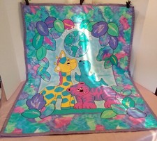 Cobertor de bebê vintage anos 80 colorido colcha de berço Save the Earth bebê animais 35x45 comprar usado  Enviando para Brazil
