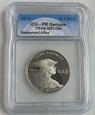 2014 Titan 0.1 Bit Coin 1oz Prata - ICG - Resgatado-Holo&Key/Casascius BTCC, usado comprar usado  Enviando para Brazil