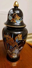 Deckelvase schwarz blumenmuste gebraucht kaufen  Kastl