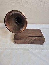 Dock de madeira para smartphone com amplificador de som vintage, cantos de latão comprar usado  Enviando para Brazil