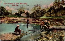 Cartão postal PA Erie Scene at Mouth of Four Mile Creek homens e meninos pesca 1912 K7 comprar usado  Enviando para Brazil