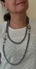 Collana perle grigie usato  Milano