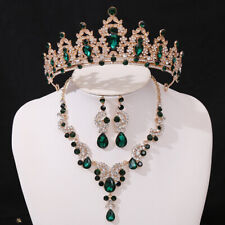 Elegante Conjunto de Brincos de Colar de Cristal Tiara Coroa Para Mulheres Casamento Formatura Nupcial, usado comprar usado  Enviando para Brazil