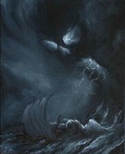 PINTURA ASSUSTADORA ORIGINAL VIKING LONGSHIP LONGBOAT ODIN MORTE CAVEIRA TEMPESTADE comprar usado  Enviando para Brazil