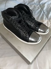 Tênis Giorgio Armani preto prata cano alto tamanho EUA 10 US$ 625 comprar usado  Enviando para Brazil