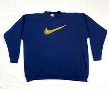 Vintage Nike Bluza Męska XXL 2XL Okrągły dekolt Żółta Swoosh lata 90. Biała metka retro na sprzedaż  Wysyłka do Poland