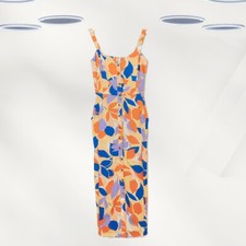 Vestido midi feminino Ex Fat Face verão sem mangas laranja floral comprar usado  Enviando para Brazil