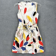 Vestido Anne Klein Feminino 4 Branco Gazebo Ajuste Abstrato Flare Cinto Sem Mangas comprar usado  Enviando para Brazil