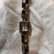 Relógio quadriculado prata esterlina Aria pedra semi preciosa pulseira nova bateria comprar usado  Enviando para Brazil