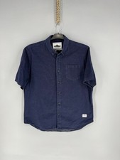 Camisa masculina Penfield manga curta botão L azul marinho micro ponto ajuste clássico comprar usado  Enviando para Brazil