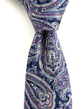 ROBERT TALBOTT gravata sete dobras limitada azul roxo paisley tecido GG longo 62 x 3,3 comprar usado  Enviando para Brazil