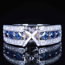 Venda anel fino semi-montagem prata esterlina 925 6-7mm corte redondo safiras diamante comprar usado  Enviando para Brazil