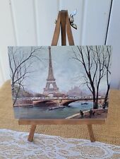 Vintage Georges B Paris Torre Eiffel Rio Sena no Cavalete, 4" x 6" com Mini Cavalete comprar usado  Enviando para Brazil