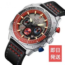 Relógio masculino Naviforce Nf8057 quartzo analógico [novo] vermelho preto [cronógrafo] Vin comprar usado  Enviando para Brazil