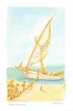 Cartolina barca illustrata usato  Milano