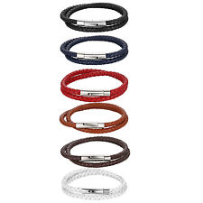 Pulseira masculina de couro trançado multicamada com fecho de aço inoxidável prata comprar usado  Enviando para Brazil