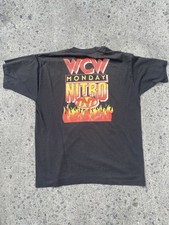 Camisa Vintage Wrestling WCW Monday Nitro Crew Estampa de Chama Anos 90 WWE Preta Tamanho XL comprar usado  Enviando para Brazil
